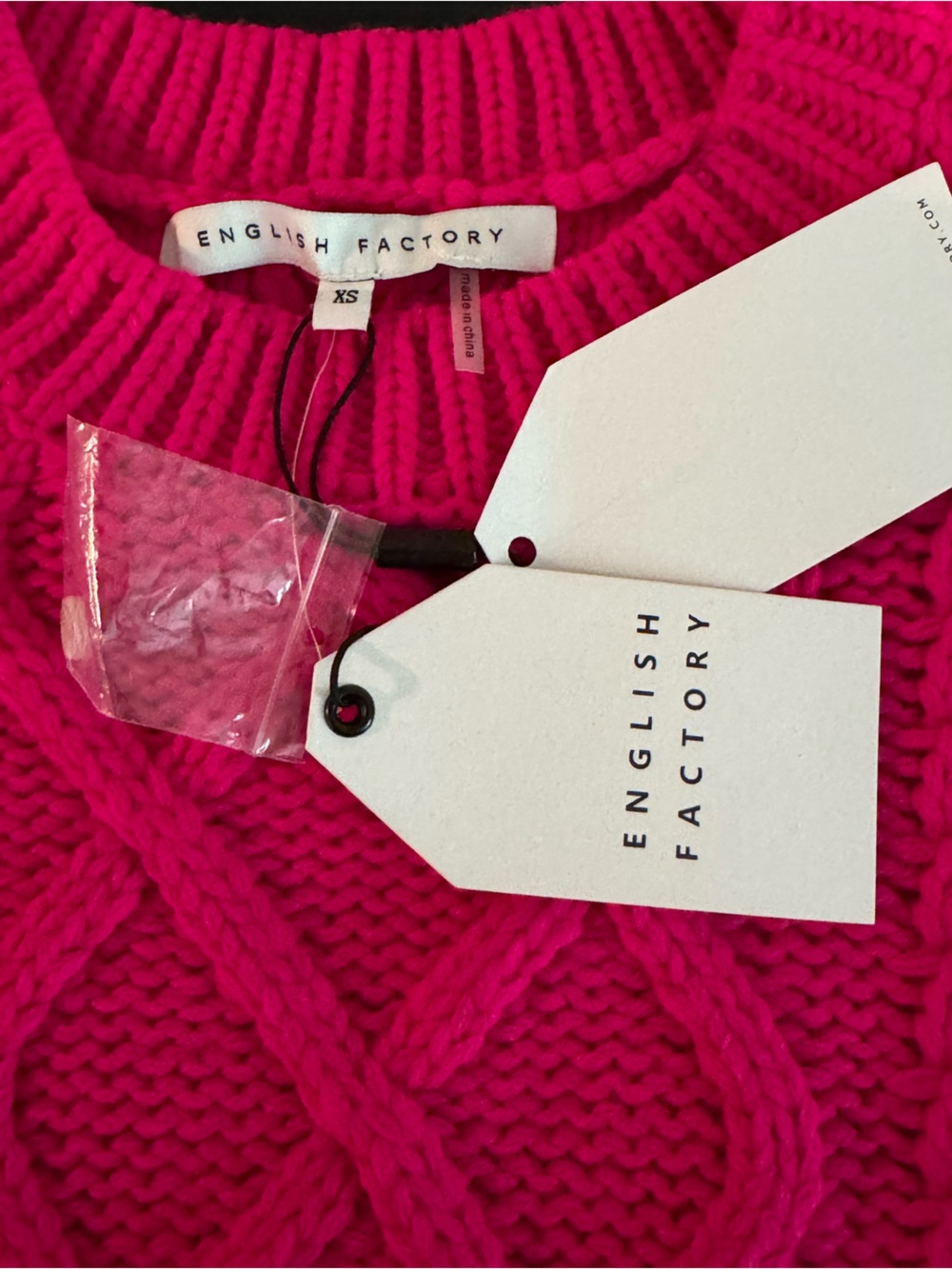 English Factory Pink Cable Knit Layered Sweater Vest & Top XS NWT - Picture 2 of 6